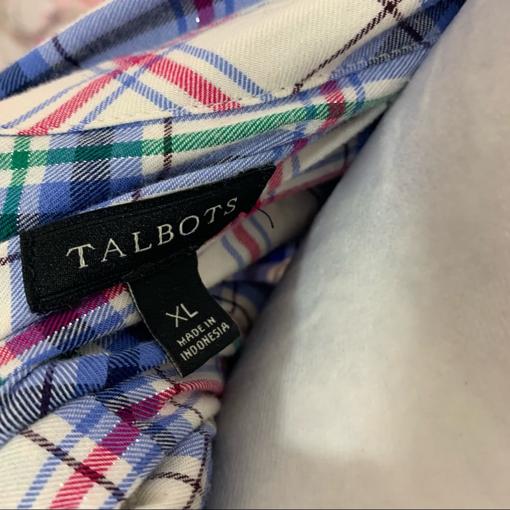 Talbots Blue Checker Button Down Shirt - Picture 9 of 10